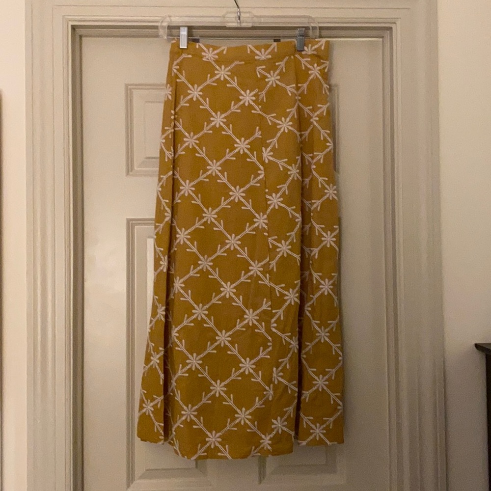 Zara printed midi dress in honeysuckle yellow